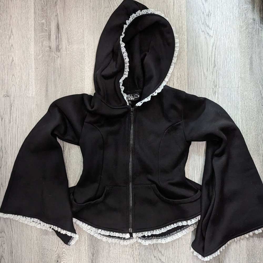 Hell Bunny Gothic Victorian Corset Hoodie Zip Size XS Romantic Coquette